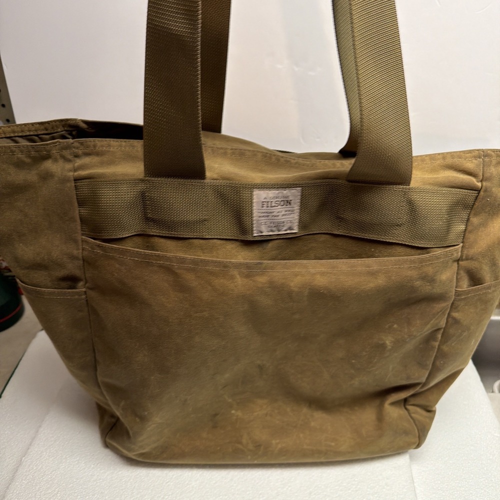 Filson 70111 Rugged Open Tote Bag Waxed Tin Cloth Otter Green Rare